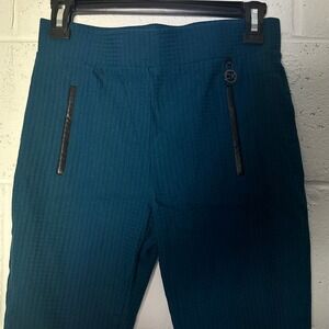 Calvin Klein Teal Textured Zipper Pocket Pants Women's Size 6